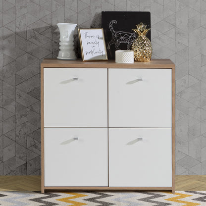 Best Chest 4 Door Storage Cabinet White & Oak