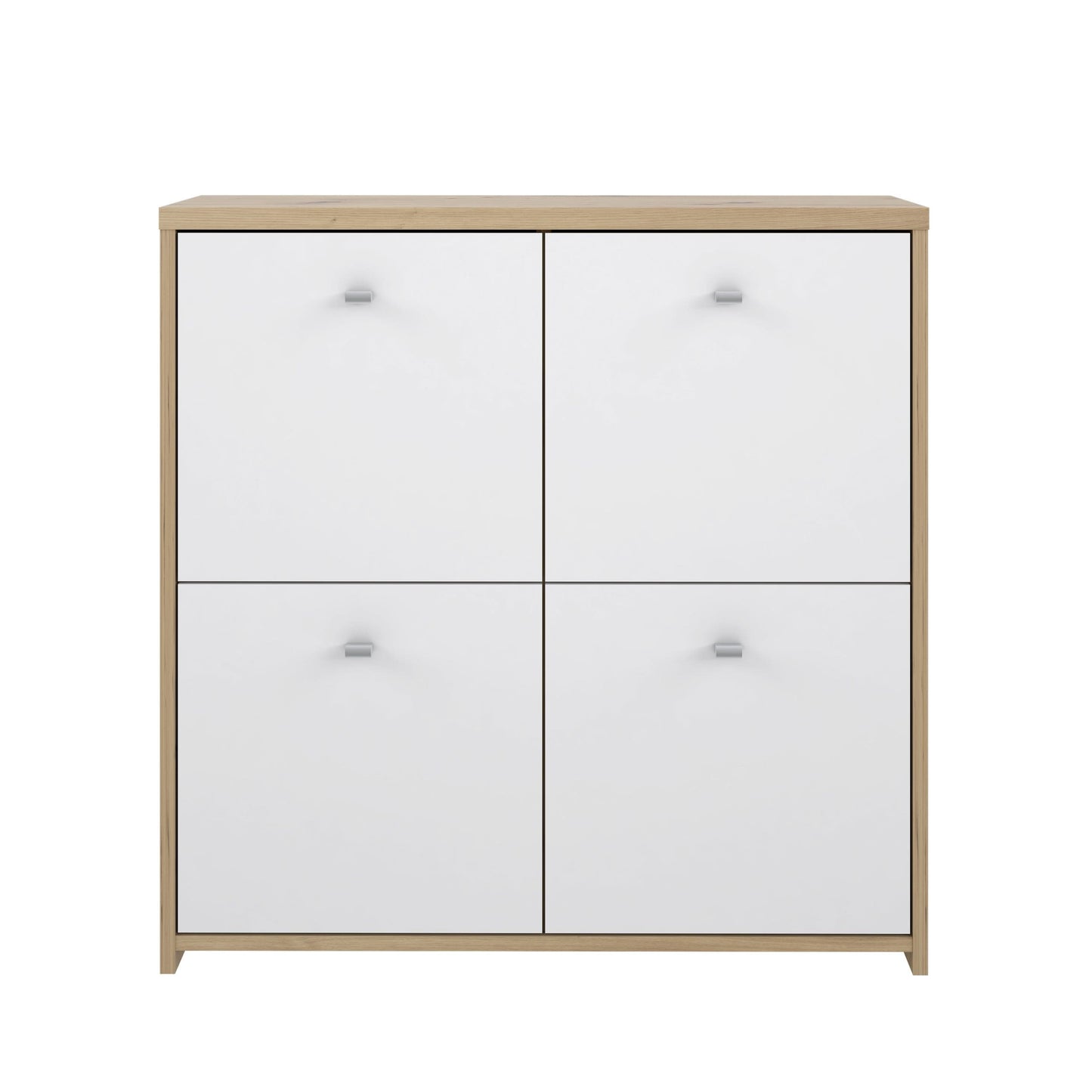 Best Chest 4 Door Storage Cabinet White & Oak