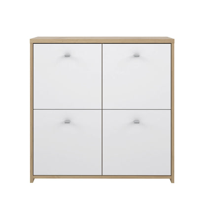 Best Chest 4 Door Storage Cabinet White & Oak