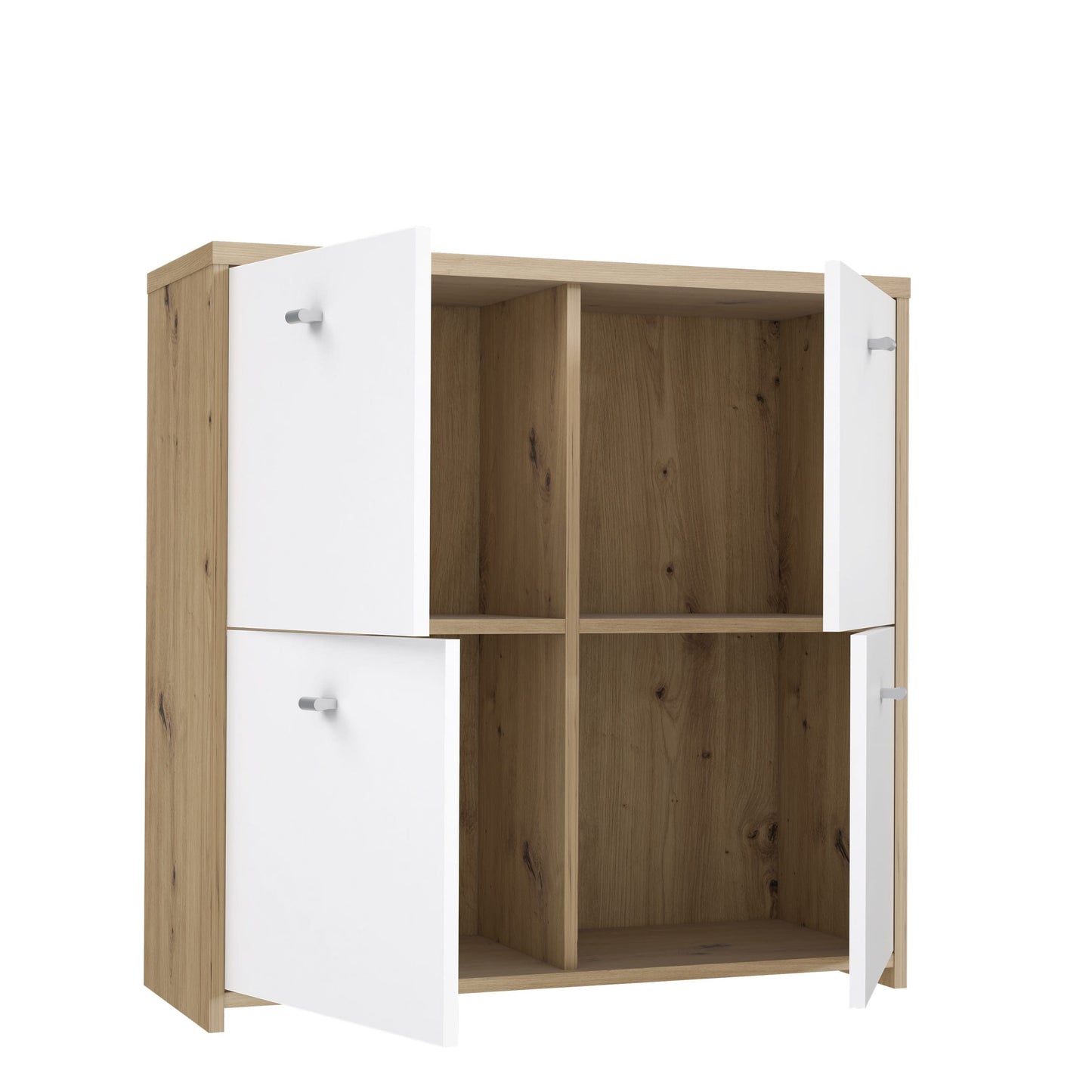 Best Chest 4 Door Storage Cabinet White & Oak