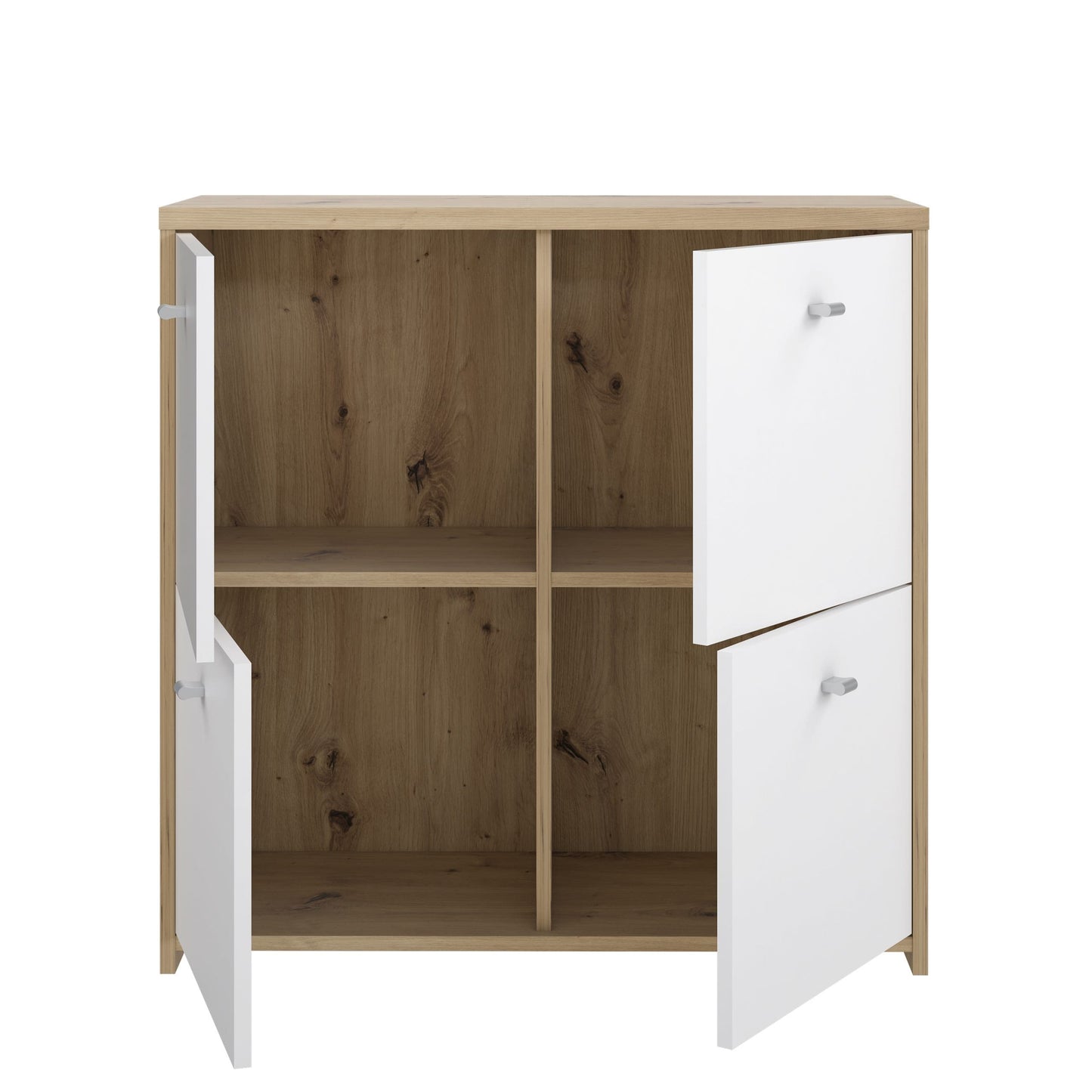 Best Chest 4 Door Storage Cabinet White & Oak