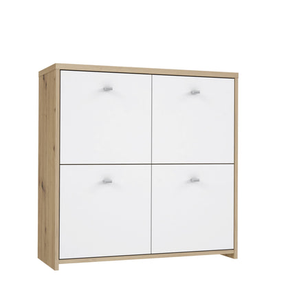 Best Chest 4 Door Storage Cabinet White & Oak