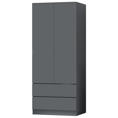 Stora 2 Door 2 Drawer Combination Wardrobe - Matt Dark Grey