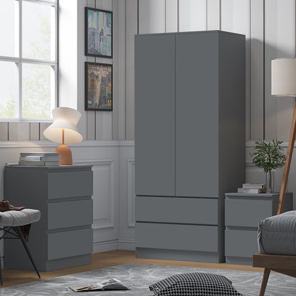 Stora 2 Door 2 Drawer Combination Wardrobe - Matt Dark Grey