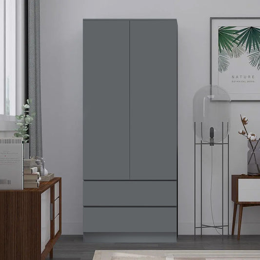 Stora 2 Door 2 Drawer Combination Wardrobe - Matt Dark Grey