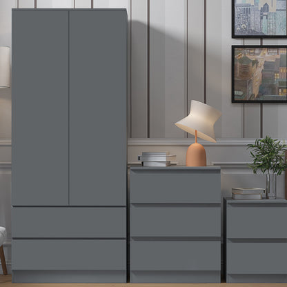 Stora 2 Door 2 Drawer Combination Wardrobe - Matt Dark Grey