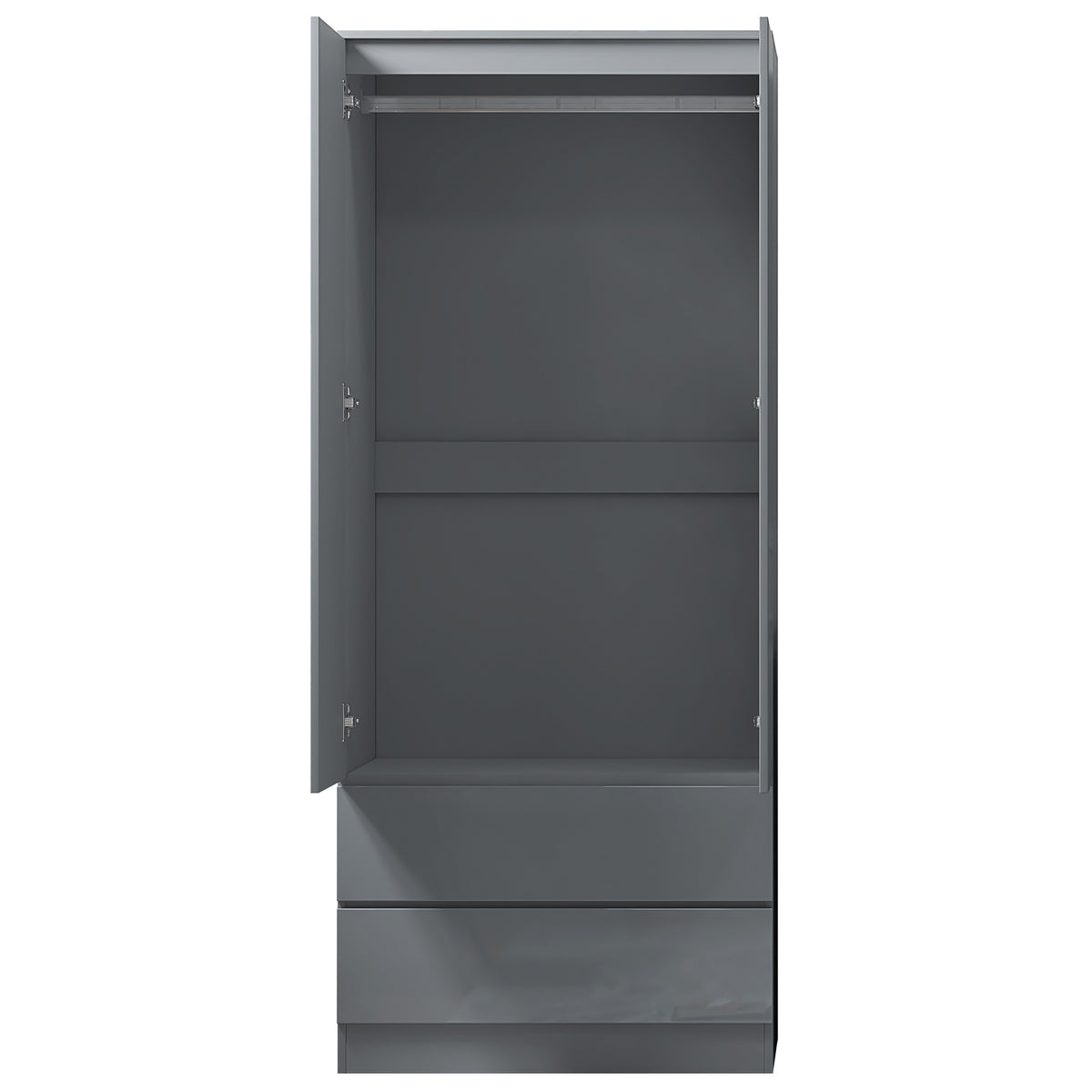 Stora 2 Door 2 Drawer Combination Wardrobe - Grey Gloss Front