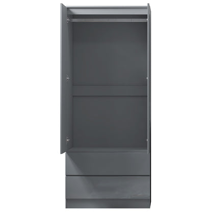 Stora 2 Door 2 Drawer Combination Wardrobe - Grey Gloss Front