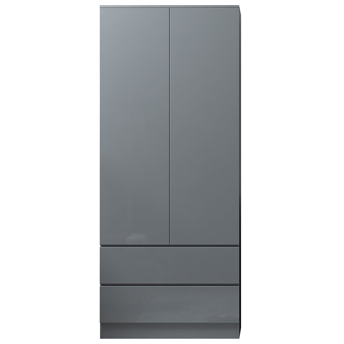 Stora 2 Door 2 Drawer Combination Wardrobe - Grey Gloss Front