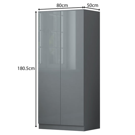 Stora 2 Door Wardrobe - Grey Gloss Front