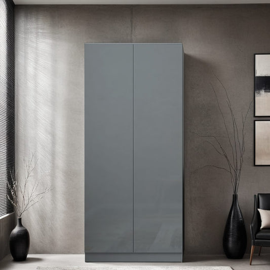 Stora 2 Door Wardrobe - Grey Gloss Front