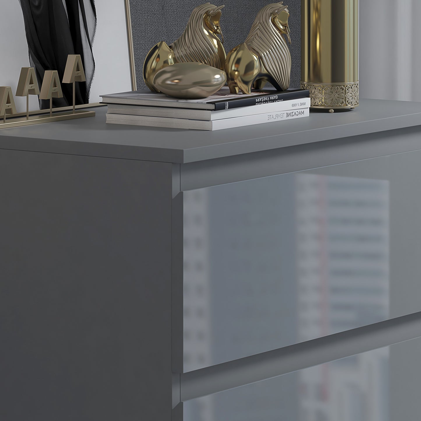 Stora 3 Drawer Chest of Drawers - Grey Gloss Front