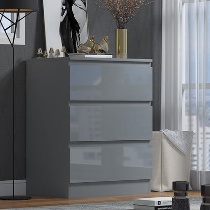 Stora 3 Drawer Chest of Drawers - Grey Gloss Front