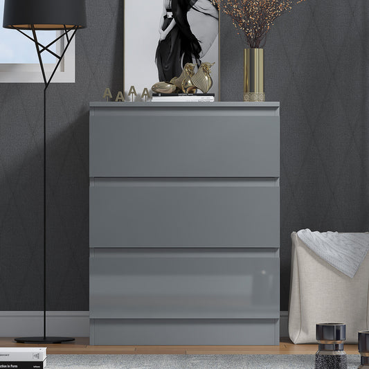 Stora 3 Drawer Chest of Drawers - Grey Gloss Front