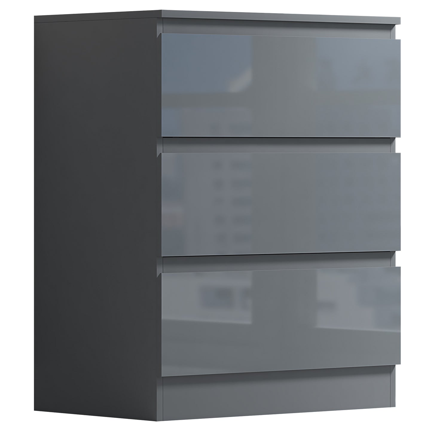 Stora 3 Drawer Chest of Drawers - Grey Gloss Front