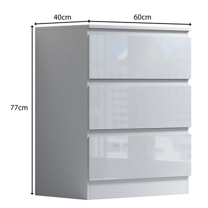 Stora 3 Drawer Chest of Drawers - White Gloss Front