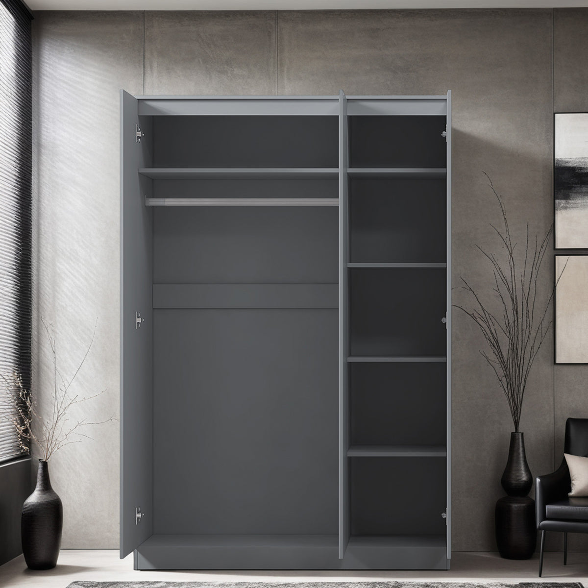 Stora 3 Door Wardrobe - Matt Dark Grey