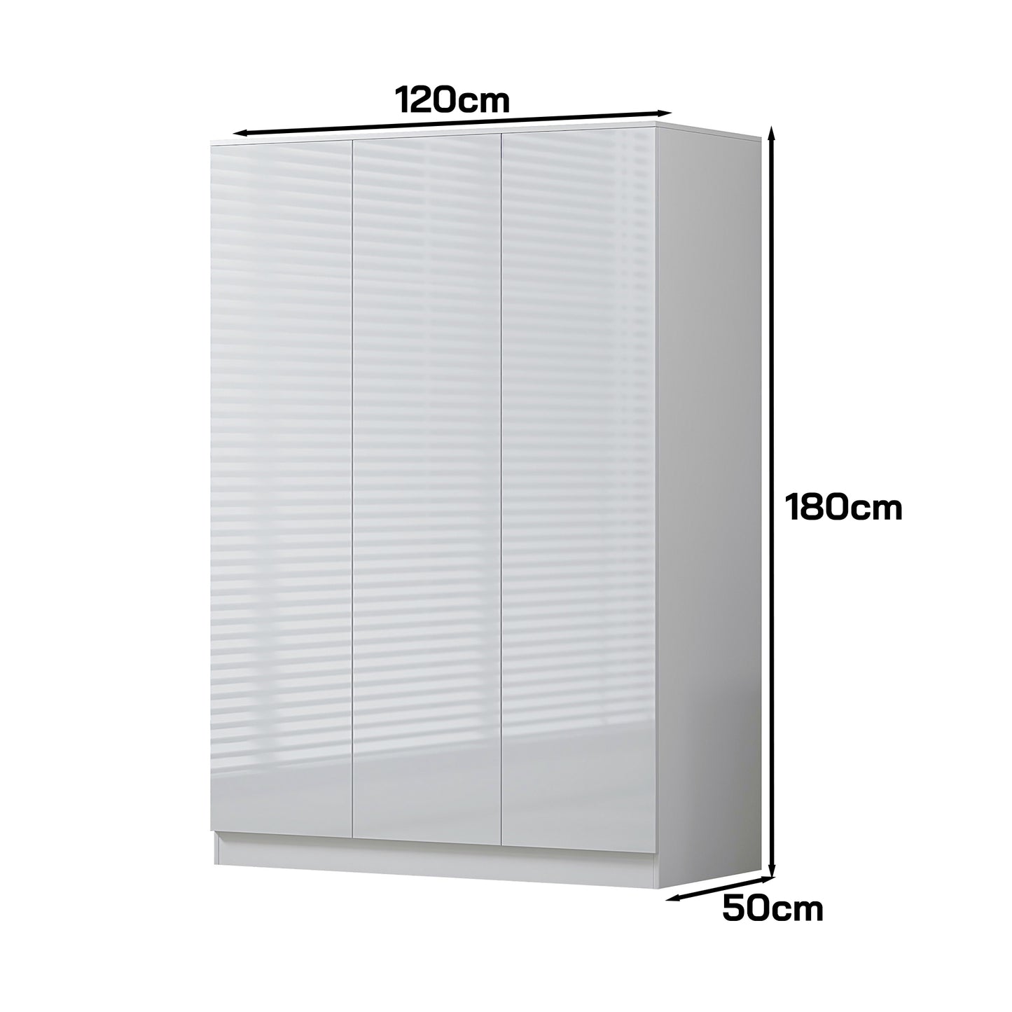 Stora 3 Door Wardrobe - White Gloss Front