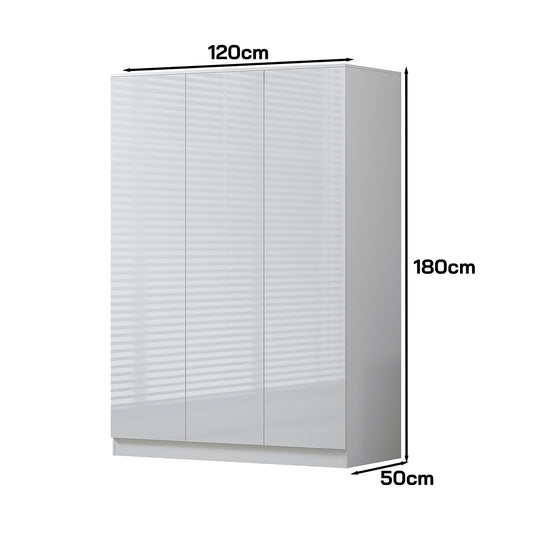Stora 3 Door Wardrobe - White Gloss Front