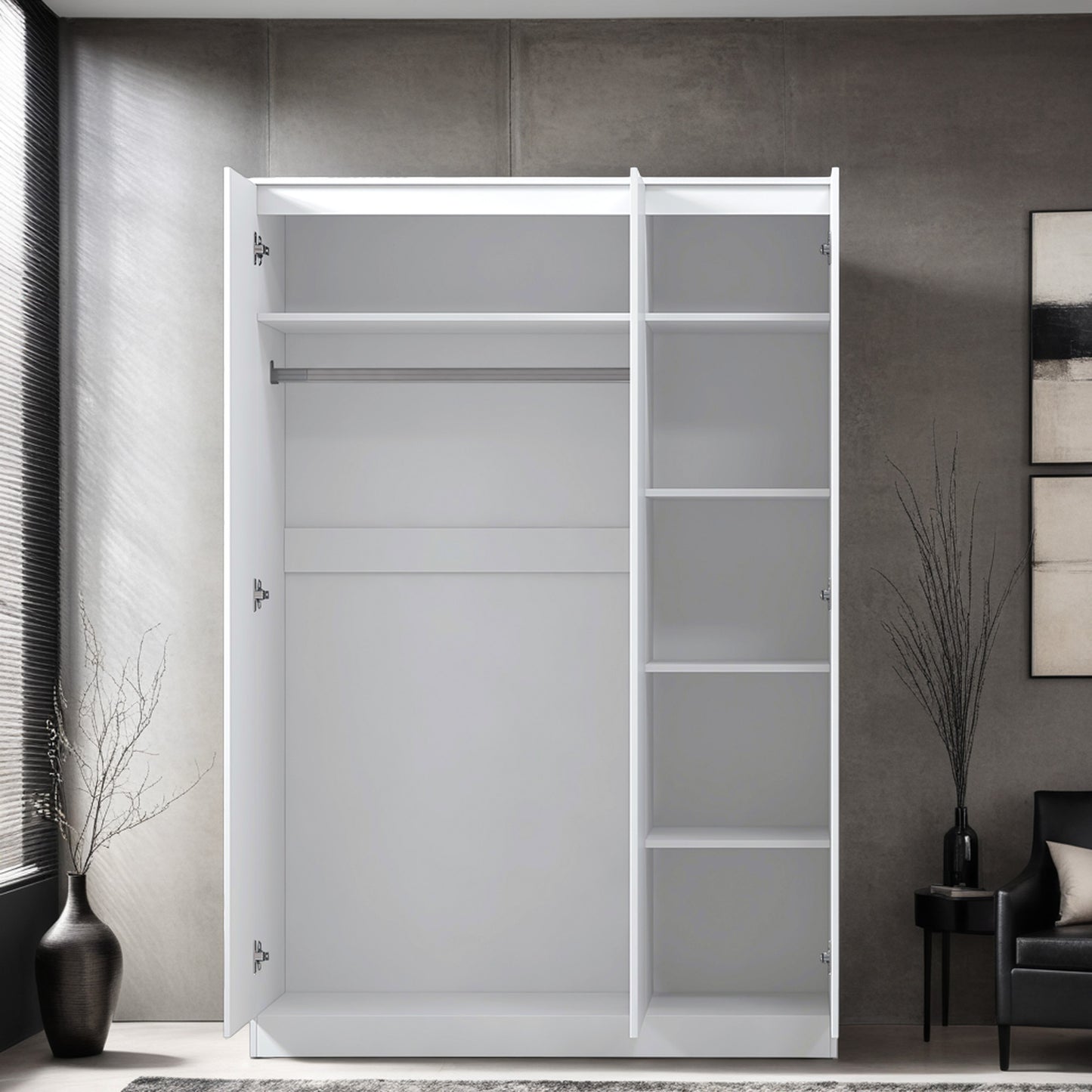 Stora 3 Door Wardrobe - White Gloss Front
