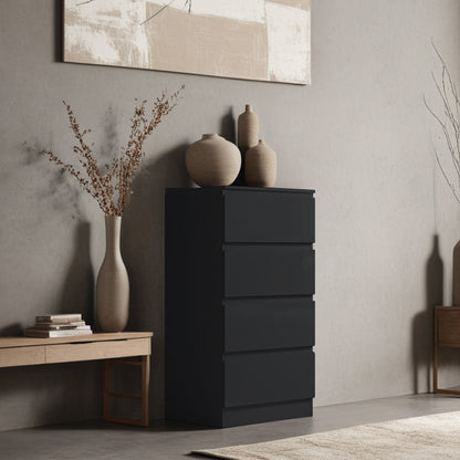 Stora 4 Drawer Chest of Drawers - Black Gloss Front