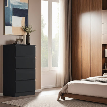 Stora 4 Drawer Chest of Drawers - Black Gloss Front