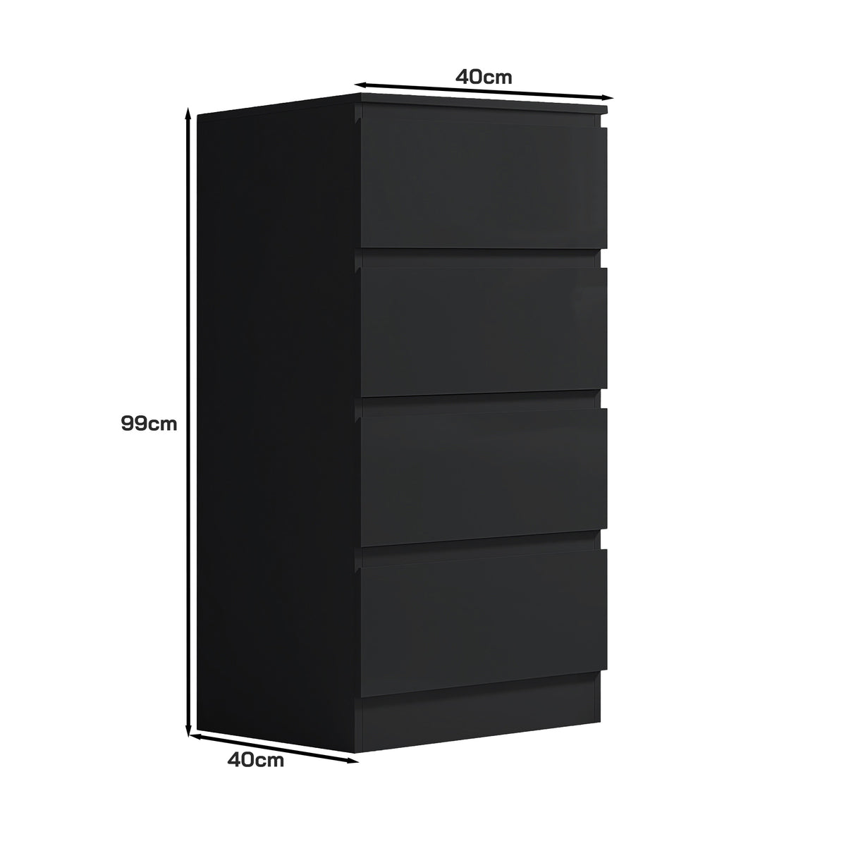 Stora 4 Drawer Chest of Drawers - Black Gloss Front