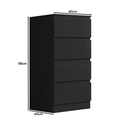 Stora 4 Drawer Chest of Drawers - Black Gloss Front