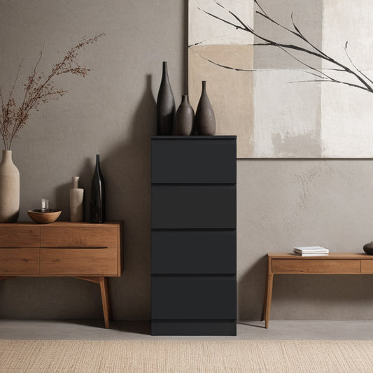 Stora 4 Drawer Chest of Drawers - Black Gloss Front