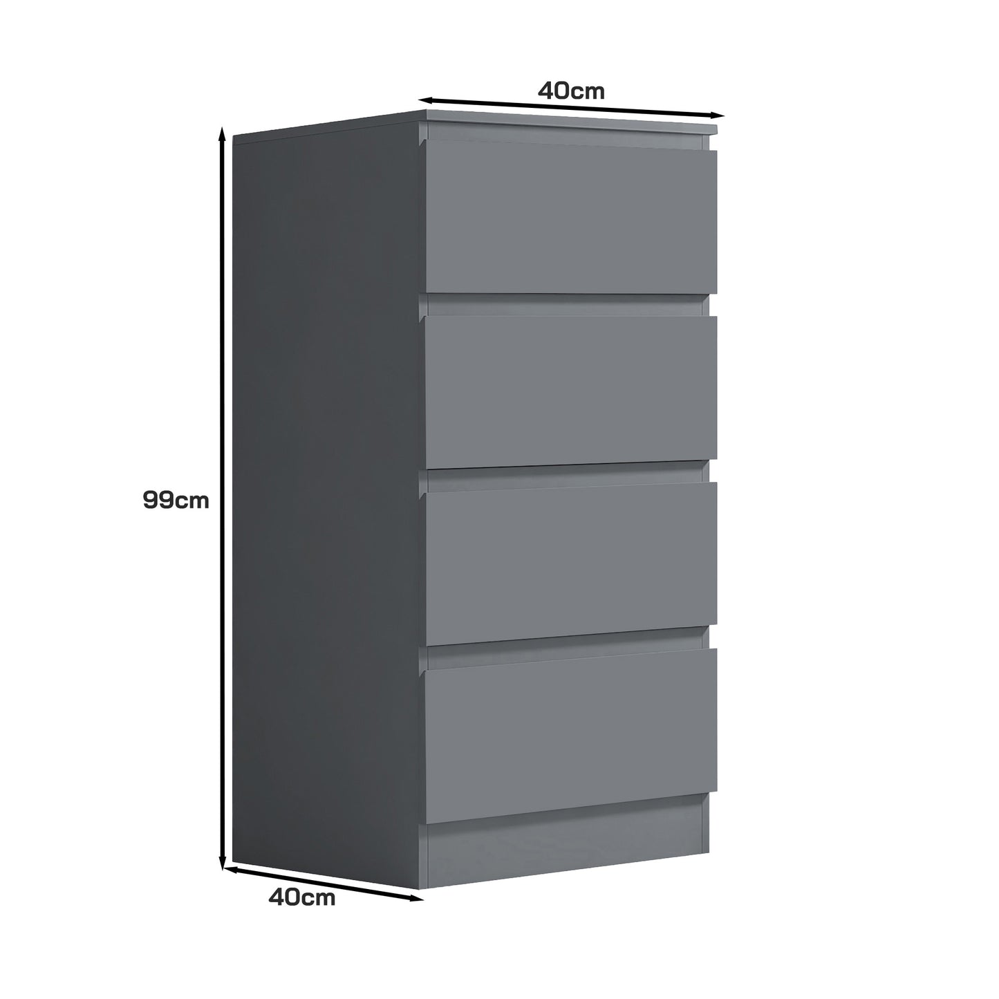 Stora 4 Drawer Chest of Drawers - Matt Dark Grey