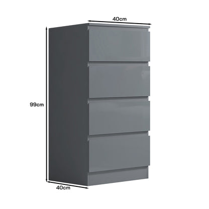 Stora 4 Drawer Chest of Drawers - Grey Gloss Front