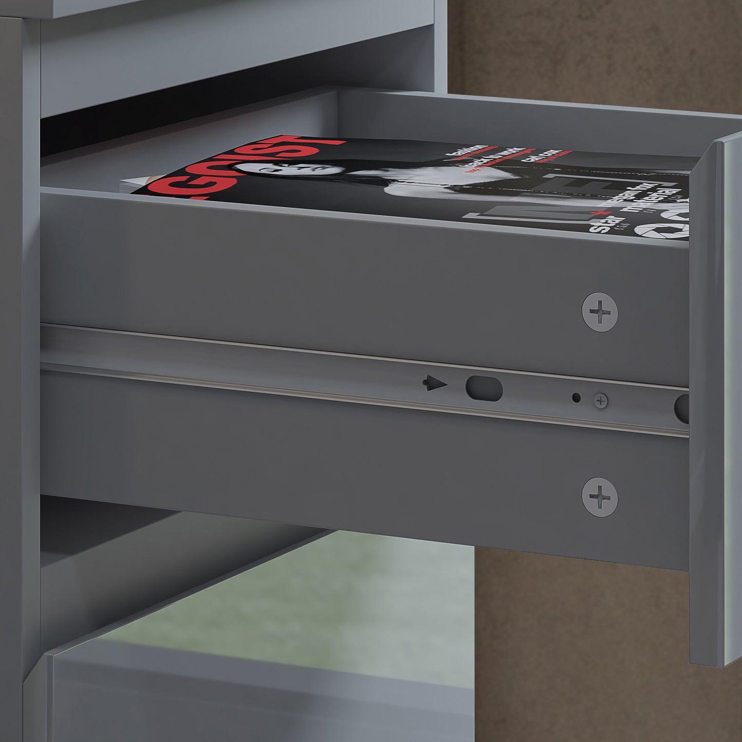 Stora 4 Drawer Chest of Drawers - Grey Gloss Front