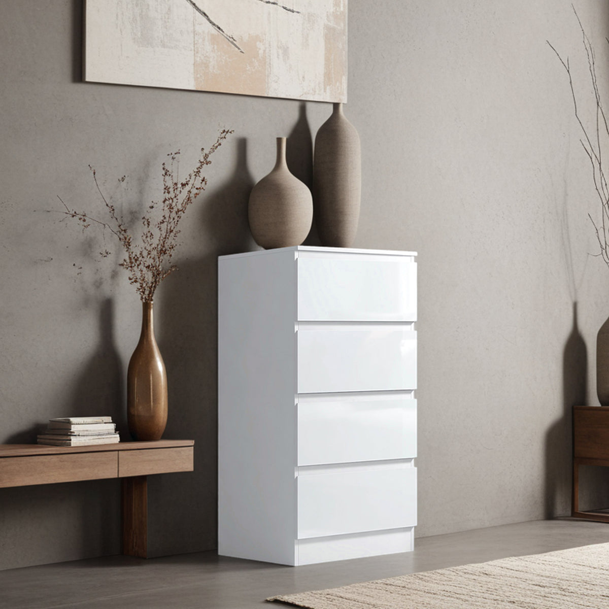 Stora 4 Drawer Chest of Drawers - White Gloss Front