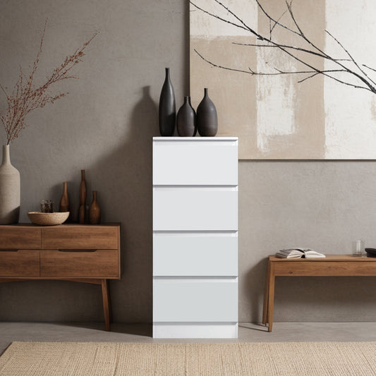 Stora 4 Drawer Chest of Drawers - White Gloss Front