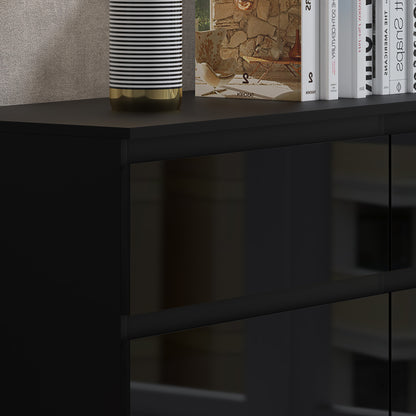 Stora 6 Drawer Wide 3+3 Chest Of Drawers - Black Gloss Front