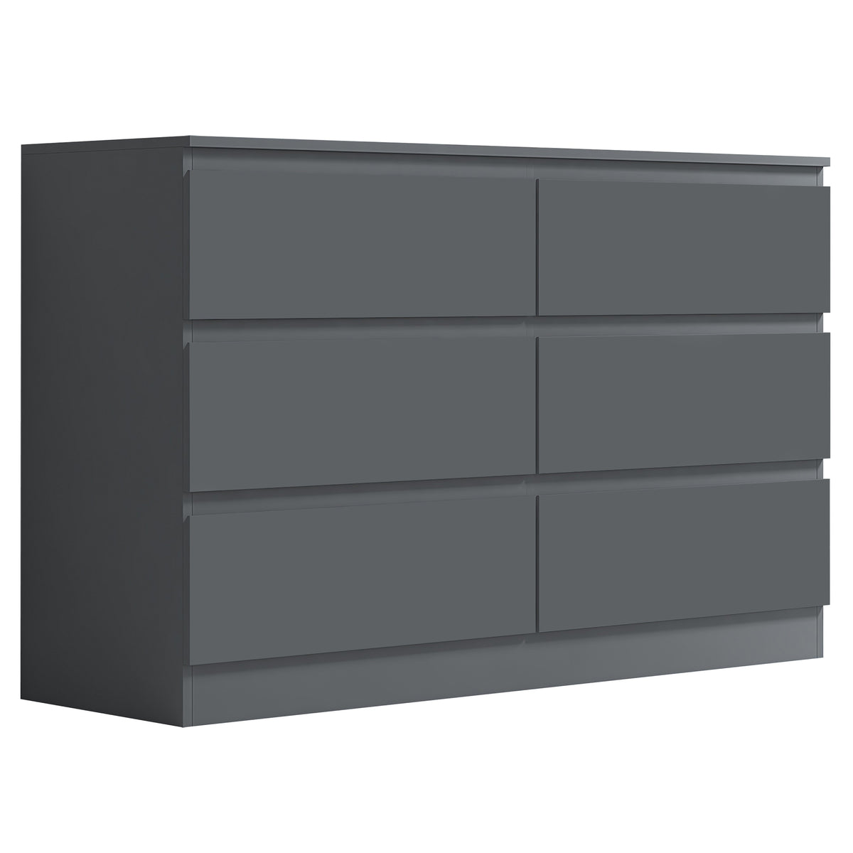 Stora 6 Drawer Wide 3+3 Chest Of Drawers - Matt Dark Grey