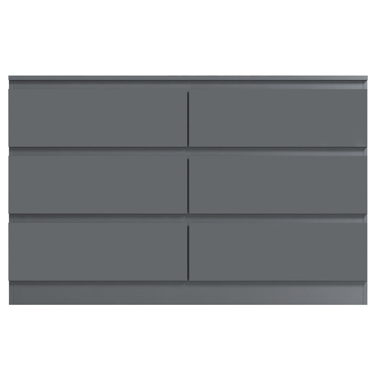 Stora 6 Drawer Wide 3+3 Chest Of Drawers - Matt Dark Grey