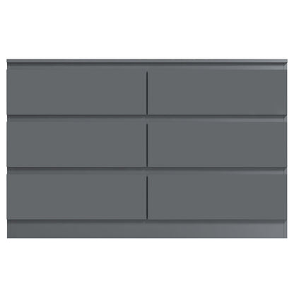Stora 6 Drawer Wide 3+3 Chest Of Drawers - Matt Dark Grey
