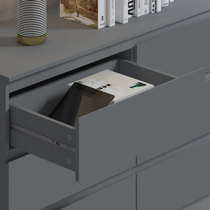Stora 6 Drawer Wide 3+3 Chest Of Drawers - Matt Dark Grey