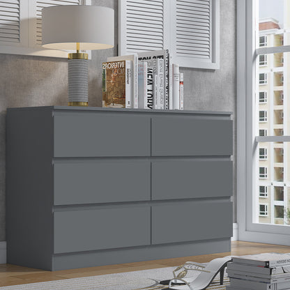 Stora 6 Drawer Wide 3+3 Chest Of Drawers - Matt Dark Grey