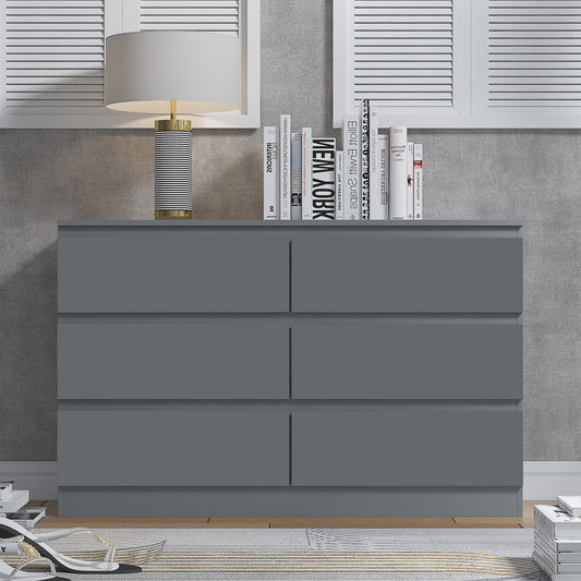 Stora 6 Drawer Wide 3+3 Chest Of Drawers - Matt Dark Grey