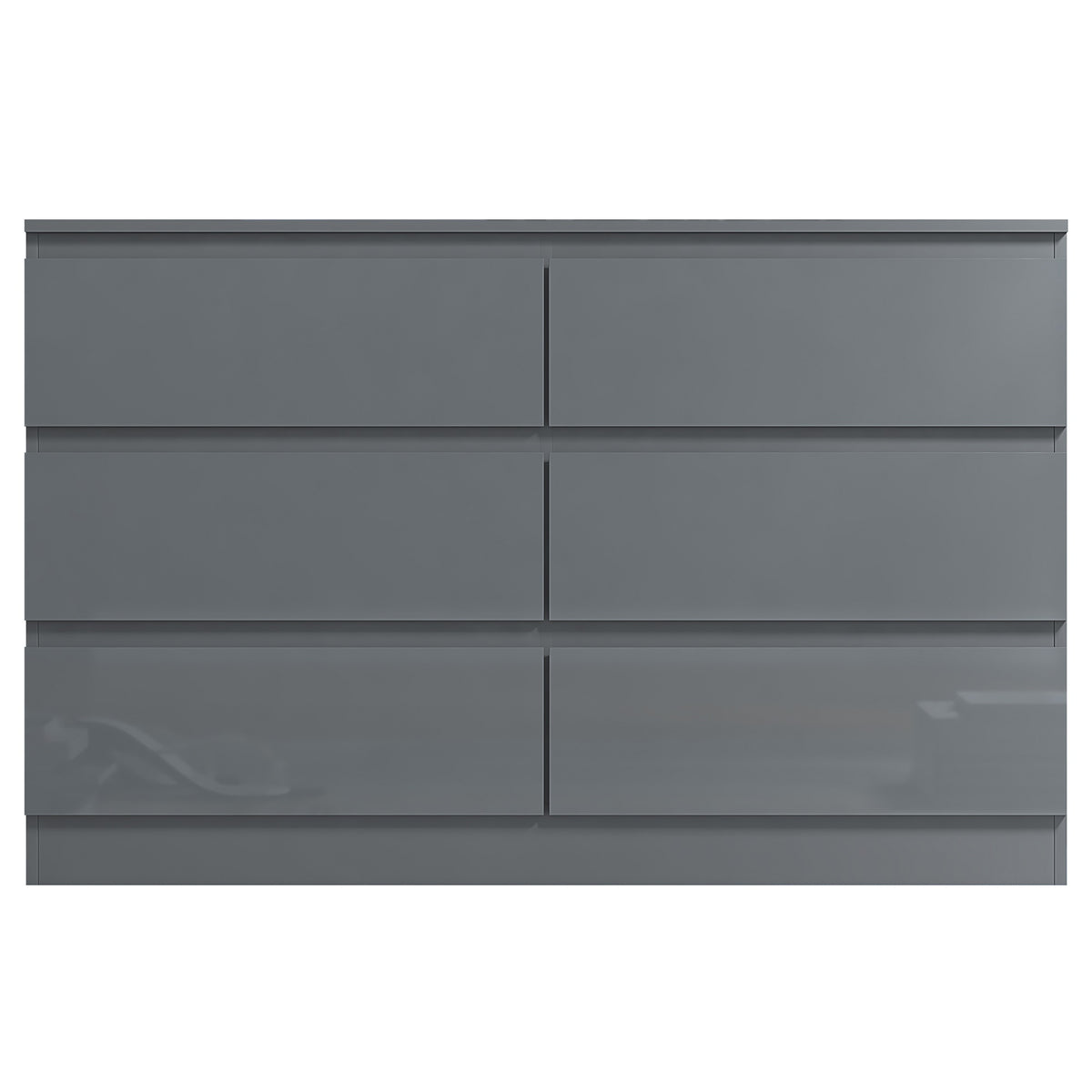 Stora 6 Drawer Wide 3+3 Chest Of Drawers - Grey Gloss Front