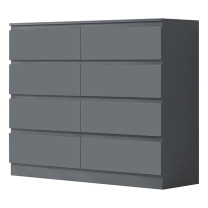 Stora 8 Drawer Wide 4+4 Chest Of Drawers - Matt Dark Grey