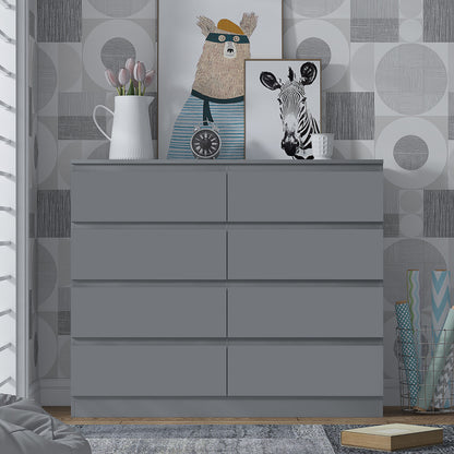 Stora 8 Drawer Wide 4+4 Chest Of Drawers - Matt Dark Grey