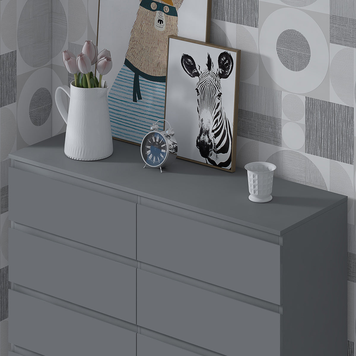 Stora 8 Drawer Wide 4+4 Chest Of Drawers - Matt Dark Grey