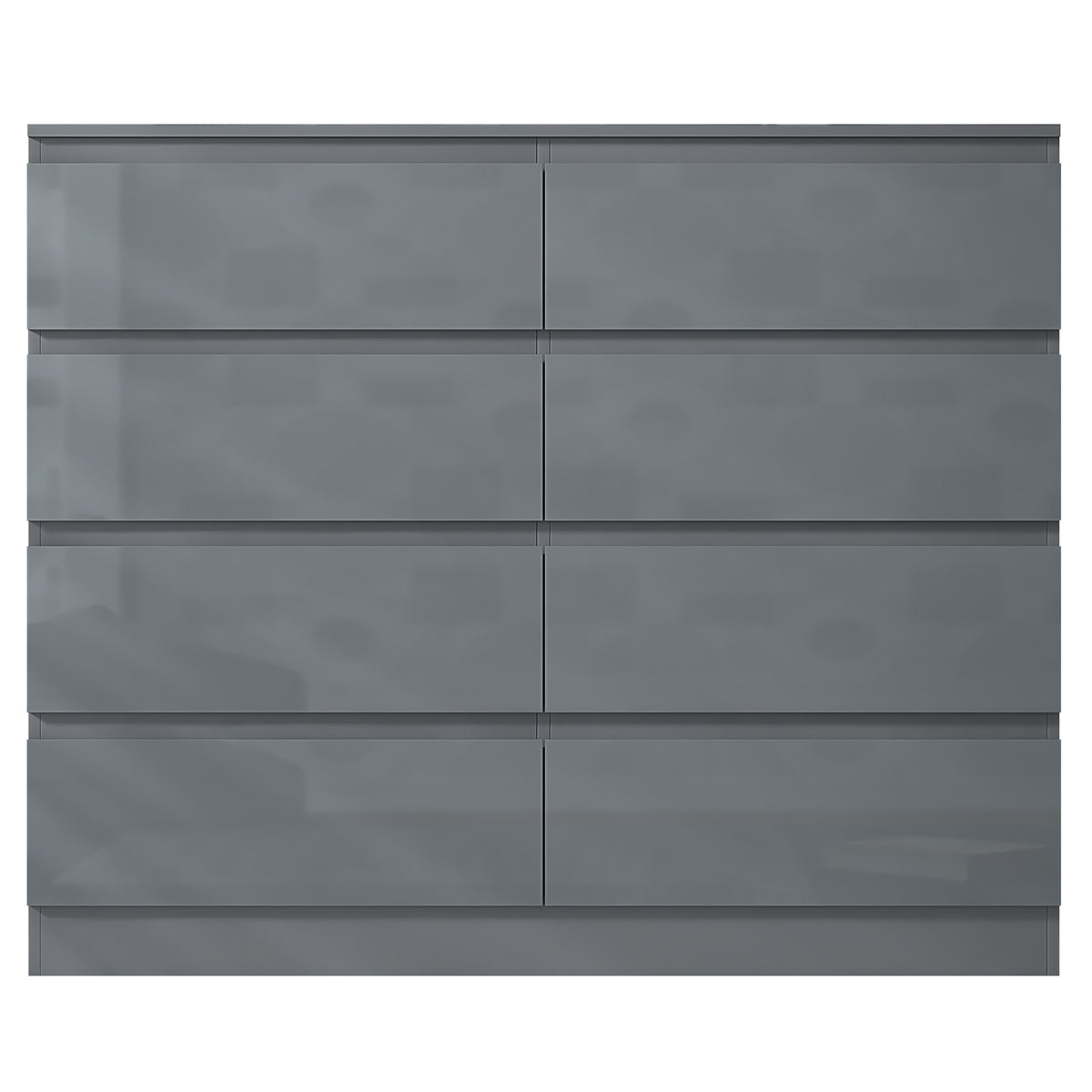 Stora 8 Drawer Wide 4+4 Chest Of Drawers - Grey Gloss Front