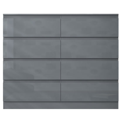Stora 8 Drawer Wide 4+4 Chest Of Drawers - Grey Gloss Front