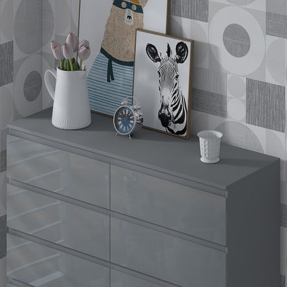 Stora 8 Drawer Wide 4+4 Chest Of Drawers - Grey Gloss Front