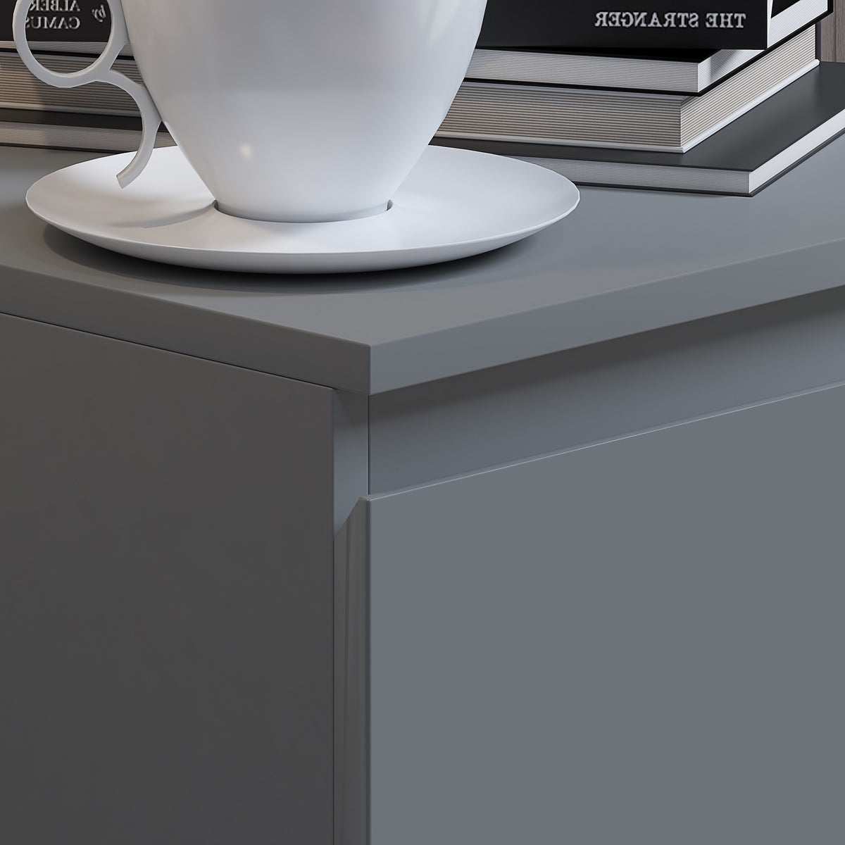 Stora 2 Drawer Bedside Cabinet - Matt Dark Grey