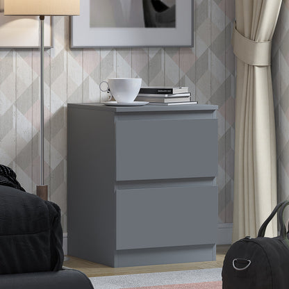 Stora 2 Drawer Bedside Cabinet - Matt Dark Grey